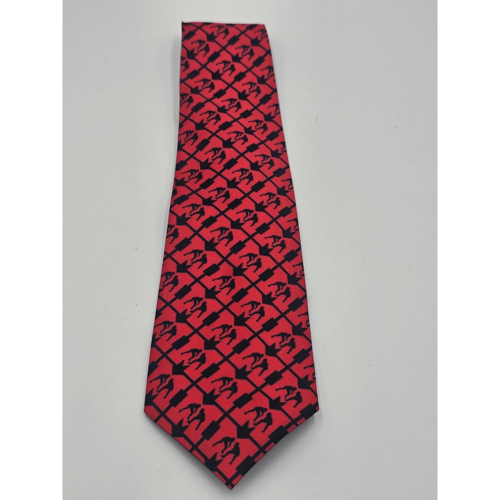 M. Darling Wrestler Graphic Necktie Mens OS Red Black Excellent Bold Geometric